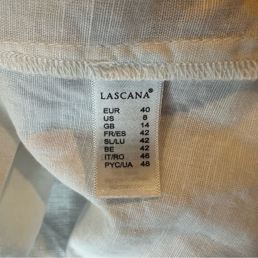 Lascana Linen Blend White Blouse with Navy Embroidery - Picture 4 of 6